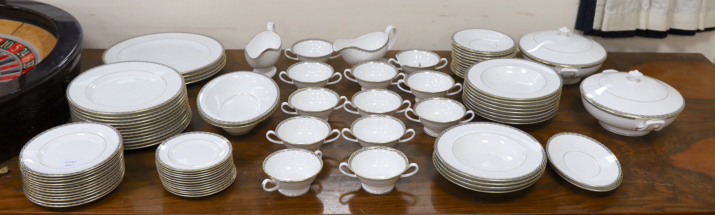 A Royal Worcester Francesca pattern dinner service, settings for 12 persons.